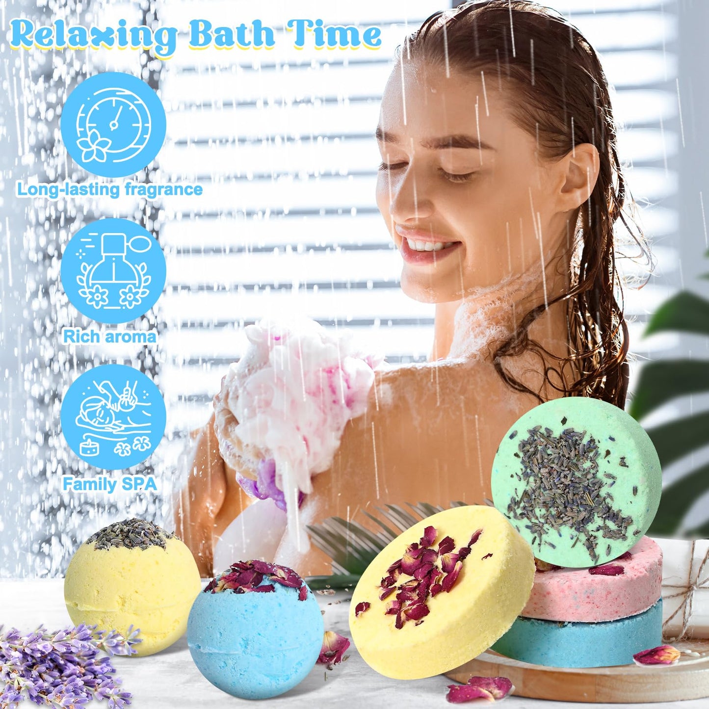 JUYRLE Bath Bomb Making Kit- 49Pcs DIY Bath Bomb Kit for Aldult, Make Your Own Shower Bombs, Spa Craft Kits with Bath Bomb Press, Molds, Bath & Bathing Making Supplies Gifts for Mom Women