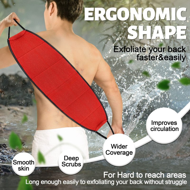 Evridwear Exfoliating Body Scrubber with Handles Back Washer Back Scrubber for Shower Bath Dry Skin Whole Body Deep Clean Men Women(Moderate Exfoliation)