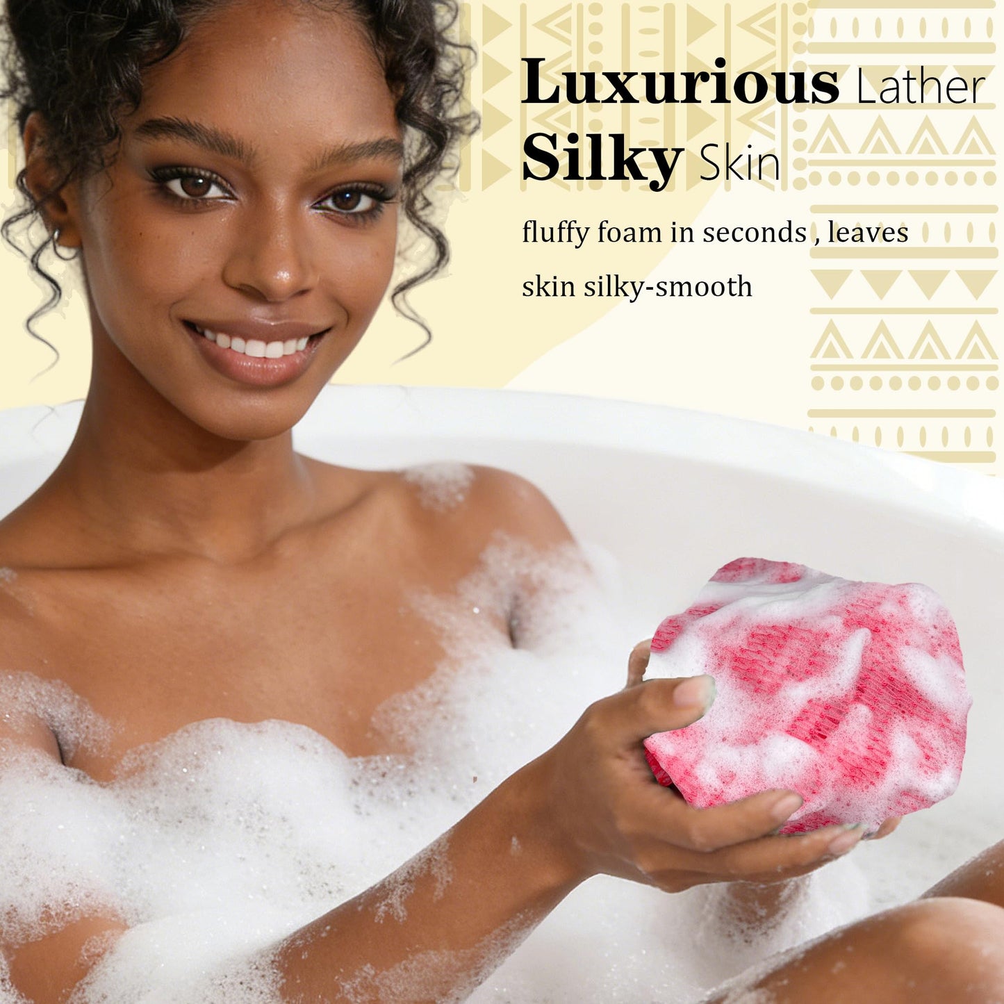 PeaKalo 2Pcs African Net Sponge Authentic, Gentle Cleansing African Exfoliating Net Sponge Shower Loofah Sponge for All Skin Types, Back Scrubber for Shower Body Scrubber (Purple & Rose Pink)