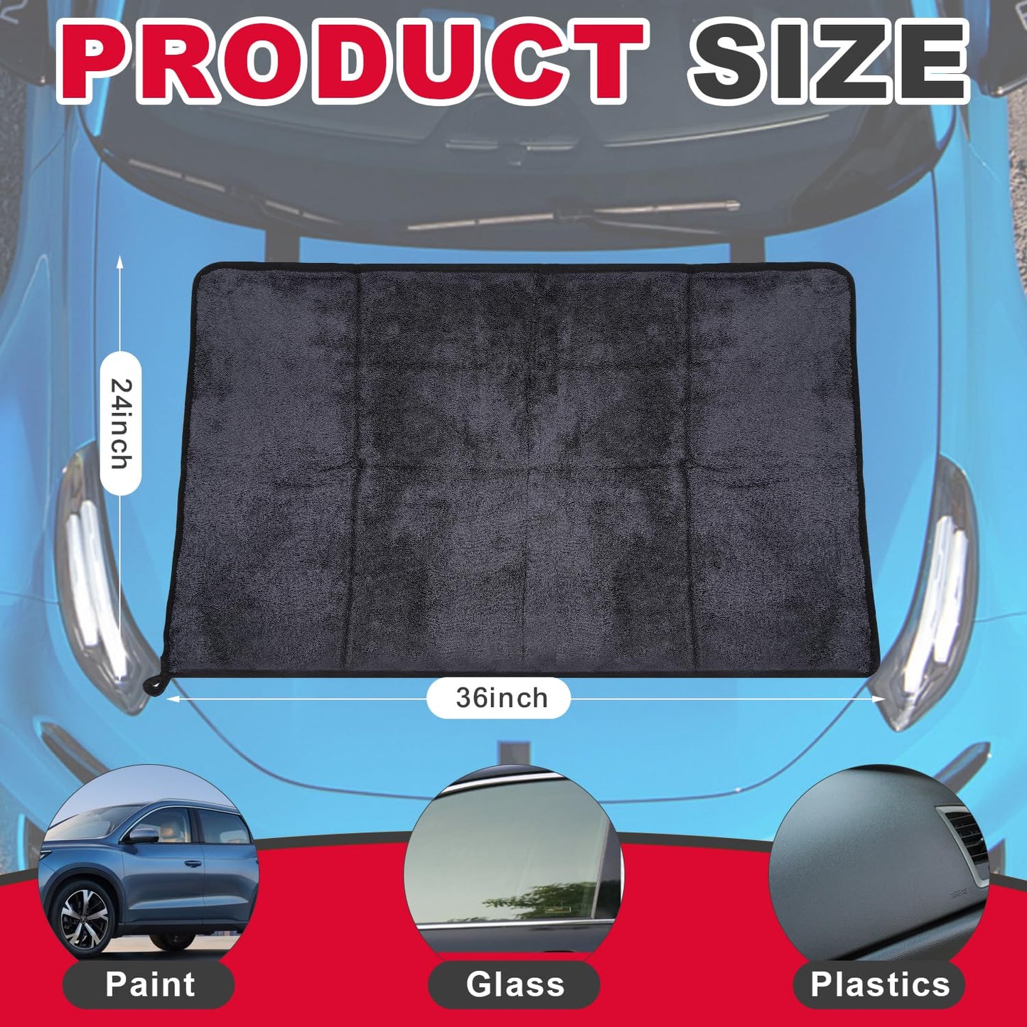 INFICRIME Microfiber Cleaning Cloth, 36"x 24" Extra Large Microfiber Towels, Ultra Absorbent Car Washing Towels, Reusable Lint Free Streak Free Cleaning Rags for Car, Kitchen, and Window, 1300 Washes