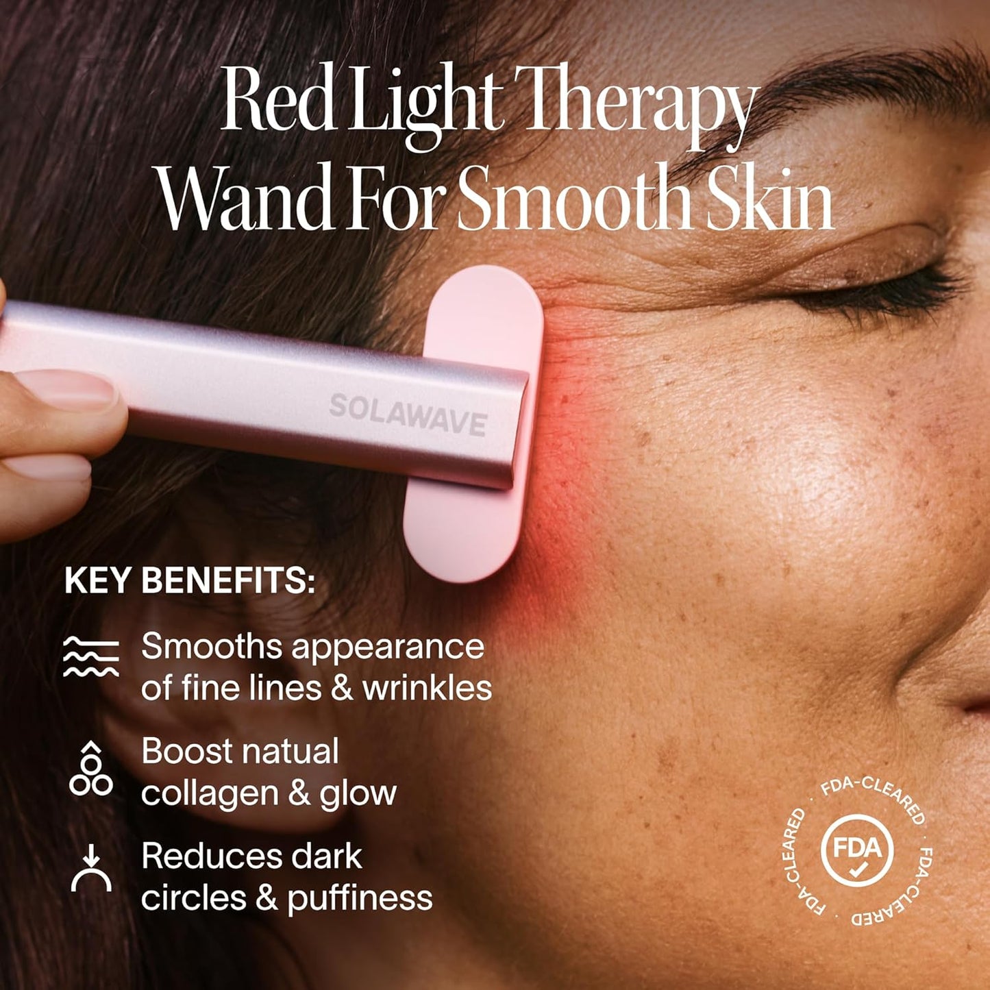 Solawave 4-in-1 Red Light Therapy Wand - Anti-Aging Beauty Device for Face & Neck | Galvanic Massager & Warmth (Rose Gold)