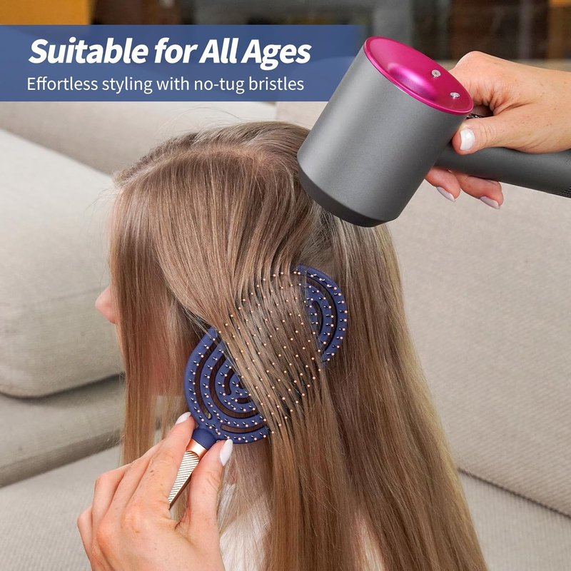 SHINLEA Speed Dry Detangler Brush - Spiral Vented Design for Wet Hair | Luxury Gold Handle & Soft Bristles