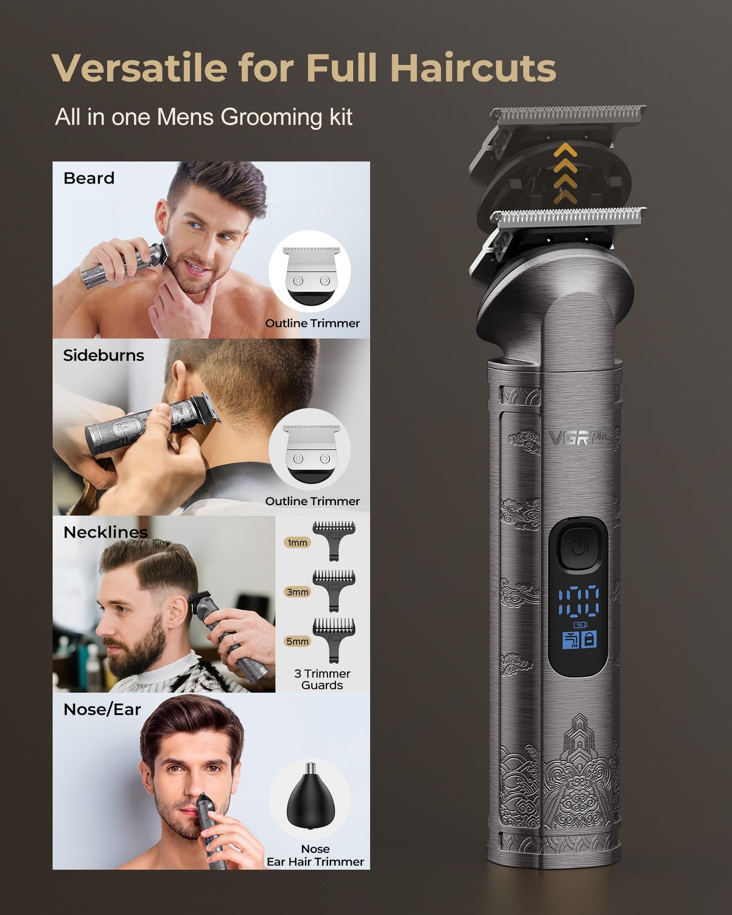 VGRPRO Hair Clippers for Men Professional, Cordless Hair Clippers for Hair Cutting, Mens Clippers and Trimmers Set, Electric Hair Trimmer for Men with Package Case