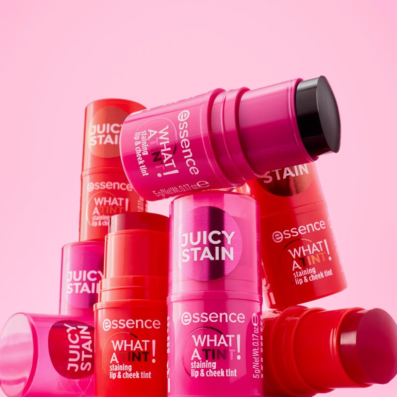 essence | What a Tint! Staining Lip & Cheek Tint | Long-Lasting Balm Blush & Lip Stain | Lightweight, Easy to Blend Jelly Balm | Vegan & Cruelty Free (10 Rasberry Vibes)