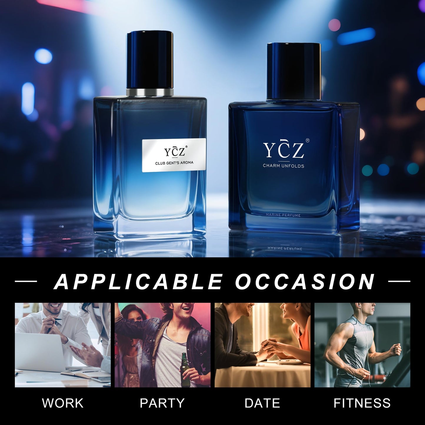 Ycz Cologne for Men Set, 1.7oz(50ml) Bottled Marine Perfume and Club Men Perfume Sophisticated Woody Citrus Scent, Highquality Long Lasting, Sleek Bottle Design, Ideal Special Occasions Ideal Gift