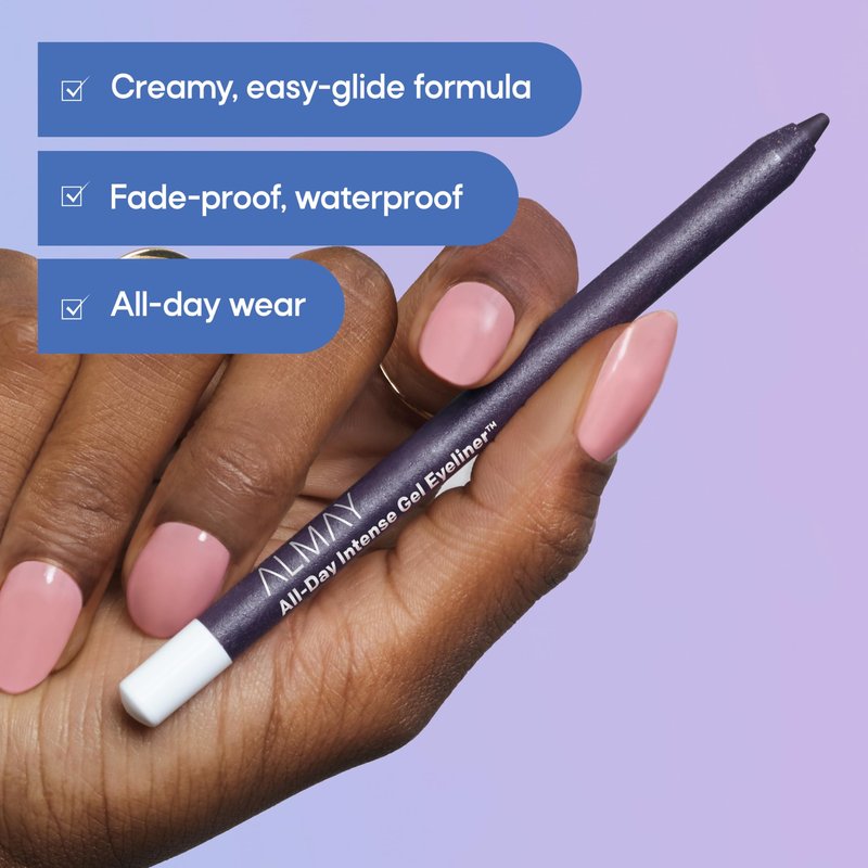 Almay All-Day Intense Gel Eyeliner Bold Longwear Eye Makeup, Hypoallergenic, 130 Pure Plum, 0.045 oz