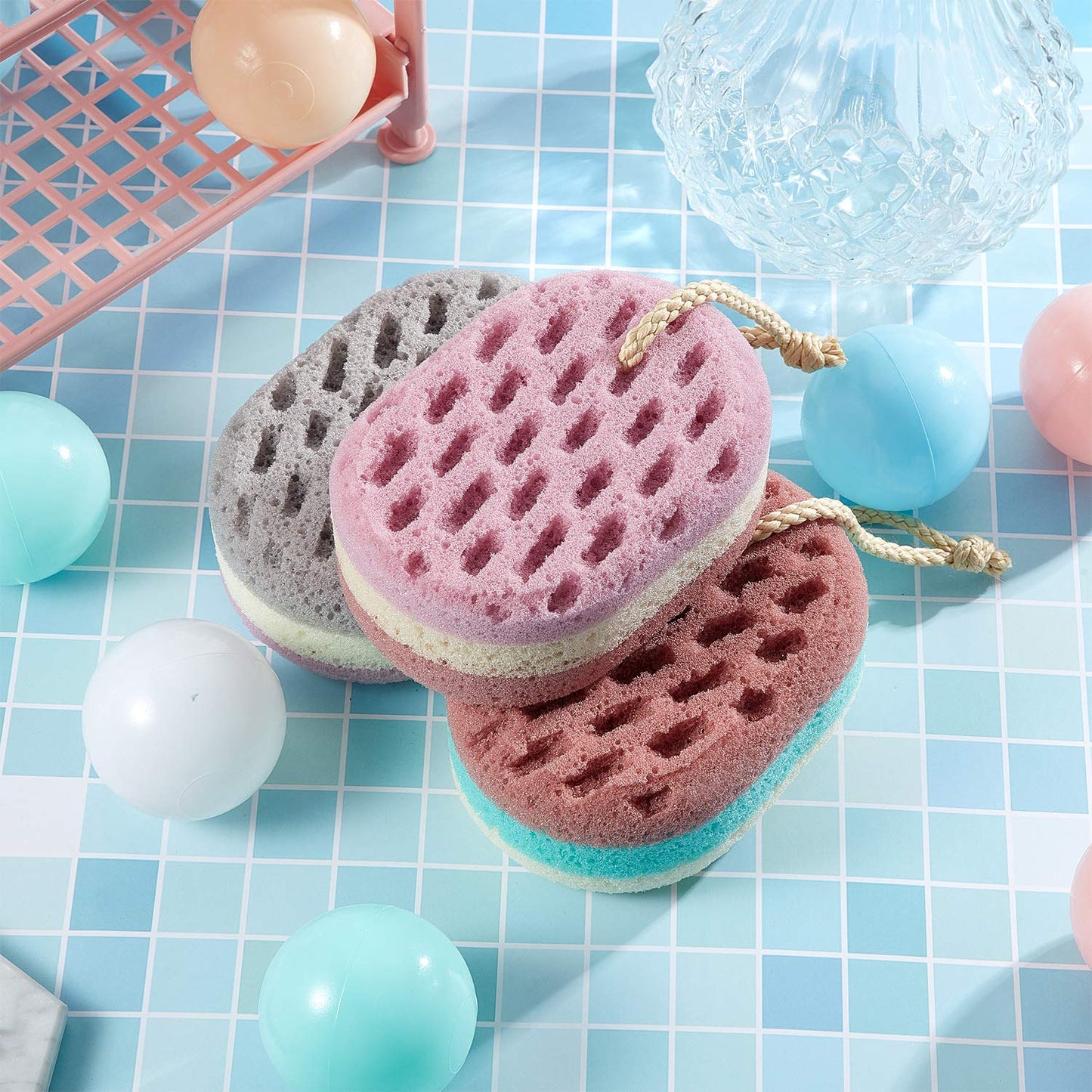 Boao 8 Pcs Bath Sponge for Women Men, Soft Shower Sponge Body Wash Scrubber Gentle Cleaning Loofahs for Shower(Random Colors,Multicolor)