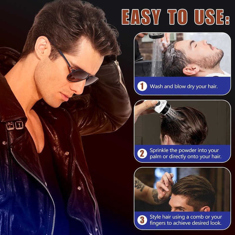 ISUNRISE Hair Styling Powder for Men - Texturizing & Volumizing Matte Finish - 10g Set