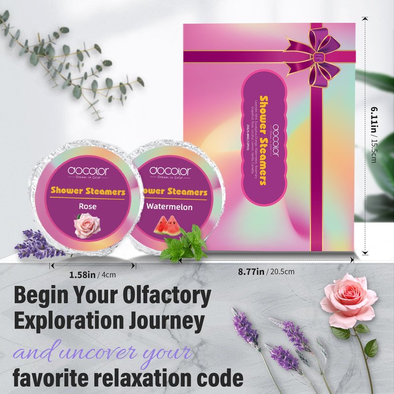 docolor Shower Steamers Aromatherapy 12 Pack Gifts for Women Mother Day Gift Mom, Stress Relief Home Spa, Lavender Natural Essential Oil Self Care Relaxation Shower Bombs
