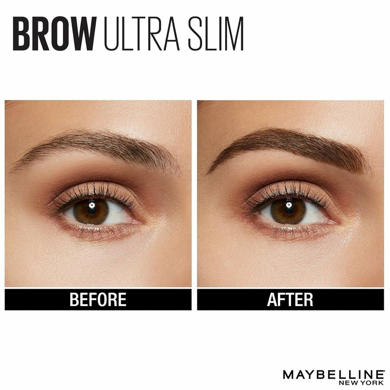 Maybelline Brow Ultra Slim Defining Eyebrow Pencil - 1.55mm Tip, Warm Brown | Precision & Blending Spoolie, 0.003 oz.