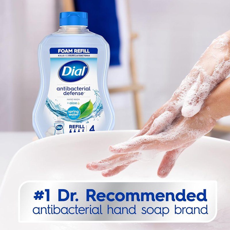 Dial Antibacterial Foaming Hand Wash Refill, Spring Water, 30 Ounce (Pack of 2)