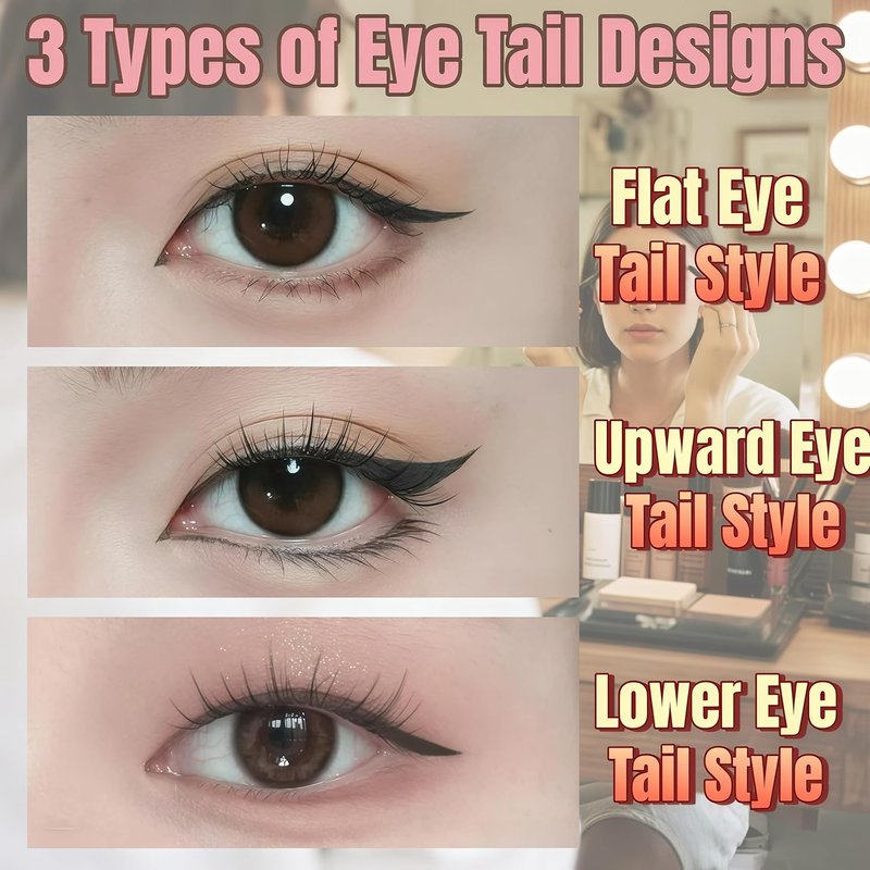 Skiennix Gel Eyeliner Pencil Set - 2025 New Foldable Waterproof Eyeliner Stamps for Perfect Wings | Smudge-Proof, Easy for Beginners