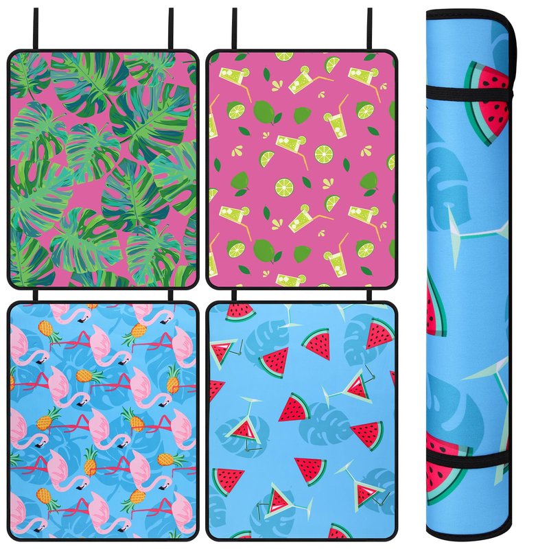 Drydiet 4 Pcs Pool Seats for Edge 15.7 x 19.7 Inches Poolside Seating Mat Neoprene Non Slip Swimming Pool Cushions Pad for Outdoor Summer Beach Lounging Poolside Chair Accessories(Cute Style)