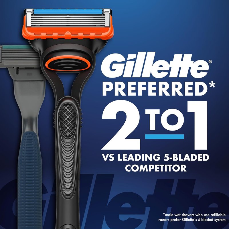 Gillette Fusion5 Razor for Men - Close Shave with 5 Blade Refills & Lubrastrip | Ergonomic Handle