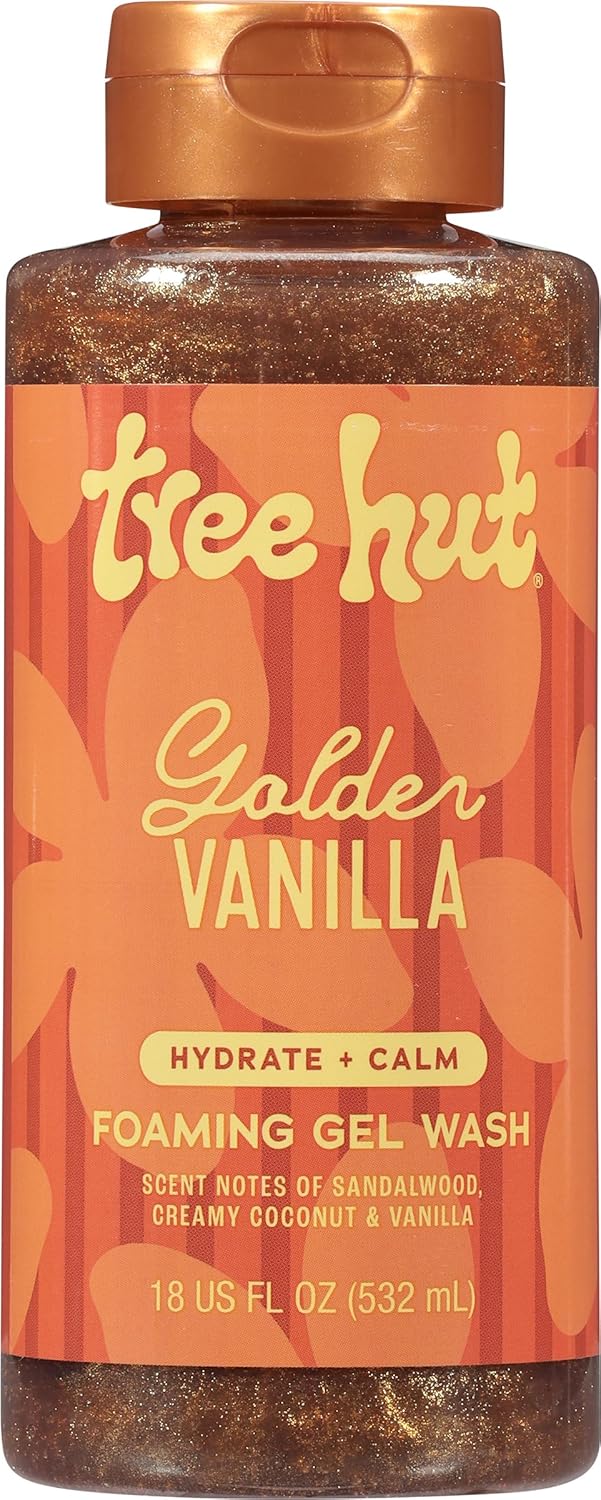 Tree Hut Golden Vanilla Body Wash - Hydrating Shower Gel with Shea Butter & Essential Oils | 18 Fl Oz