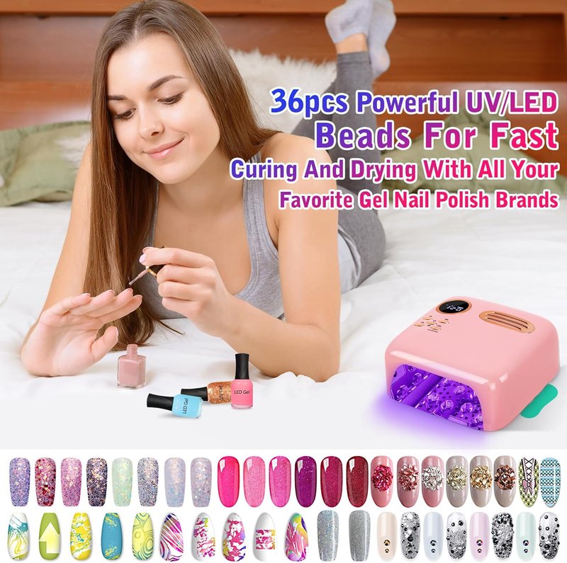 Cordless UV LED Nail Lamp - 72W Rechargeable Gel Nail Dryer with Patented Replaceable Light Board - Extra Spare Panel Included - Professional Wireless Curing Lamp for All Gels & Salon