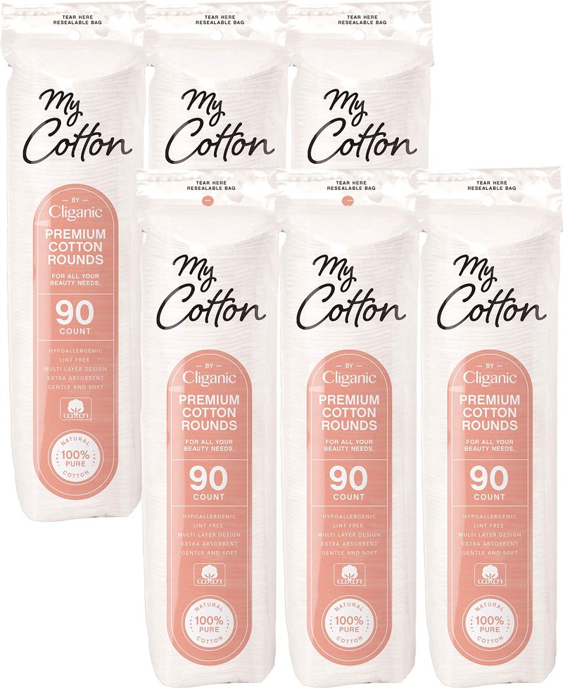 Cliganic My Cotton Premium Cotton Rounds for Face (540 Count) | Makeup Remover Pads, Hypoallergenic, Lint-Free | 100% Pure
