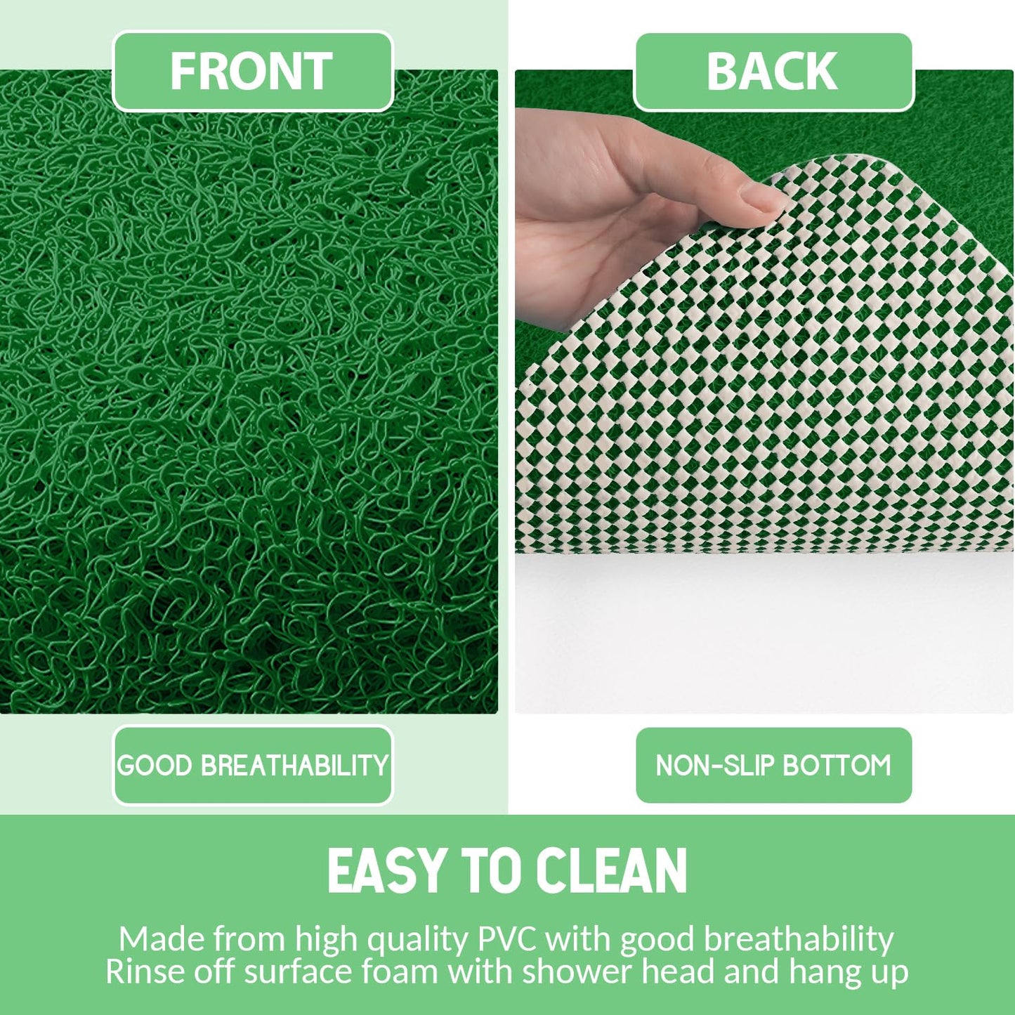 Hargiis Non-Slip Bathtub Mat, Anti Slip Shower Mat, Fast Drying Bathtub Mats, Foot Scrubber Mat, Anti Slip Mat for Tub, Floor, Bathroom, Kitchen, Home, Hotel (Dark Green 32"×17")
