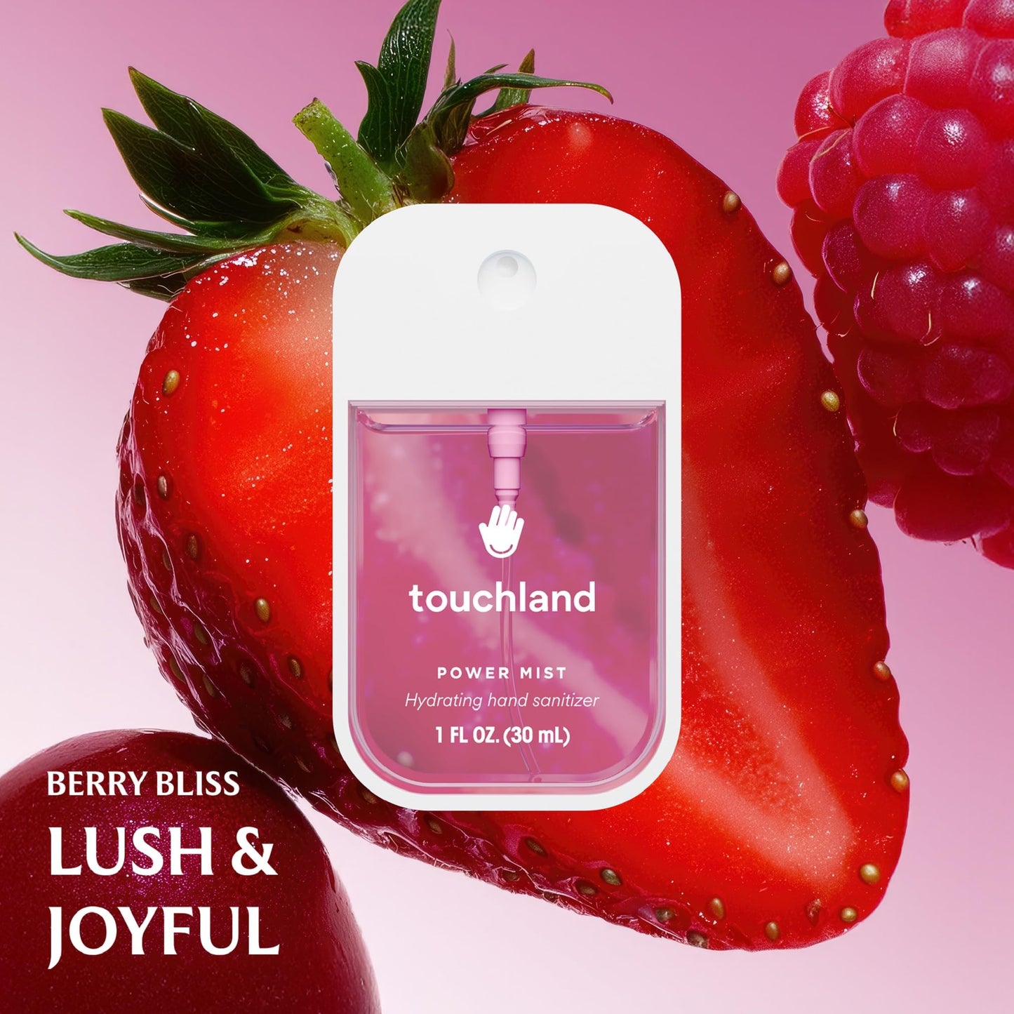 Touchland Hydrating Hand Sanitizer Spray – Juicy Trio Set (Wild Watermelon, Velvet Peach, Berry Bliss) – 3 x 1 FL OZ Travel Size Mists