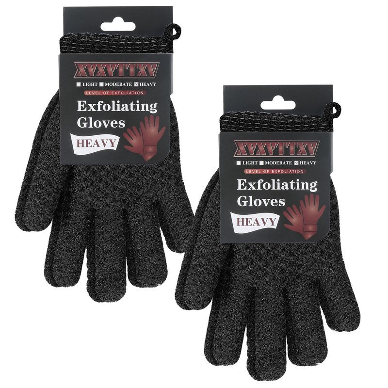 Exfoliating Dual Texture Bath Gloves for Shower Spa Massage and Body Scrubs, Dead Skin Cell Remover, body scrubber with Hanging Loop