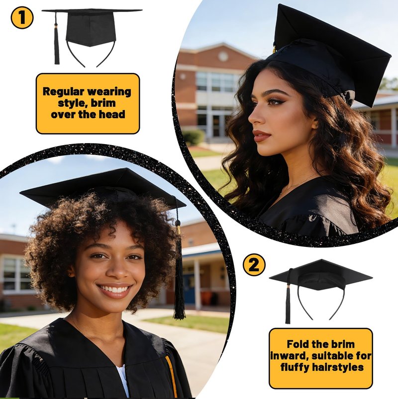 Pirekul Graduation Cap Headband Insert, Grad Cap Headband Holder - Secures Your Graduation Caps & Keeps Hairstyle, Hat Accessories for Graduates, Students, Women