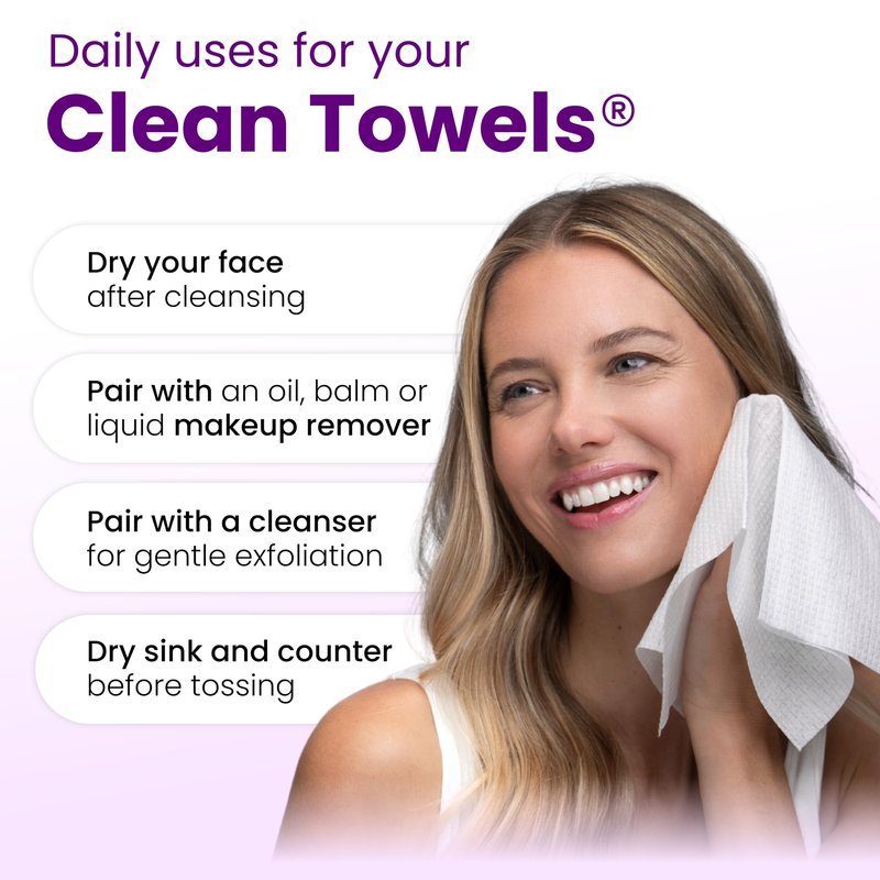 Reduces Fine Lines and Wrinkles in 6 weeks or Less, CLEAN SKIN CLUB Healthy Aging Clean Towels® XL, Disposable Face Towels, XL - 1 Pack (50 count)