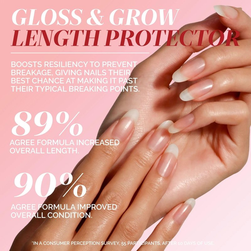 LONDONTOWN Luxe Length Nail Gloss – Strengthens & Protects Nail Length, Boosts Keratin & Ceramide Production, Prevents Breakage, .4 fl oz