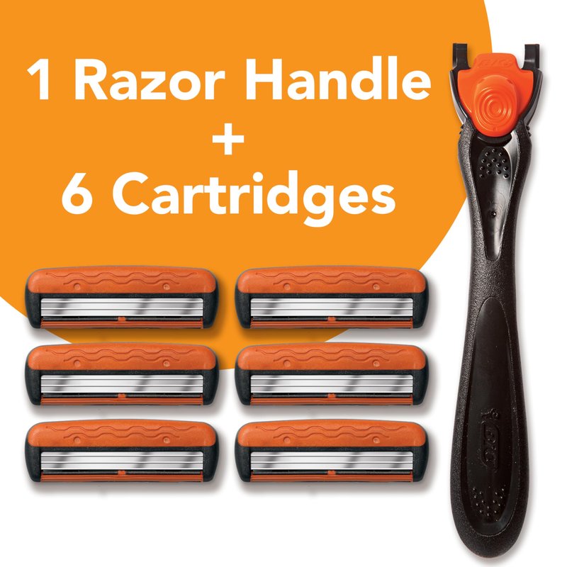 BIC Comfort 3 Men's Refillable 3-Blade Razors with 1 Handle and 6 Cartridges, Smooth Shave Kit for Men