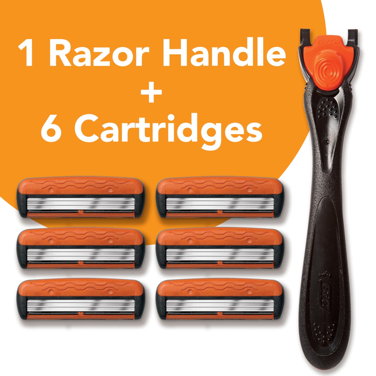BIC Comfort 3 Refillable Three-Blade Disposable Razor for Men, Sensitive Skin Razor For a Comfortable Shave, 1 Handle and 6 Cartridges, 7 Piece Razor Set