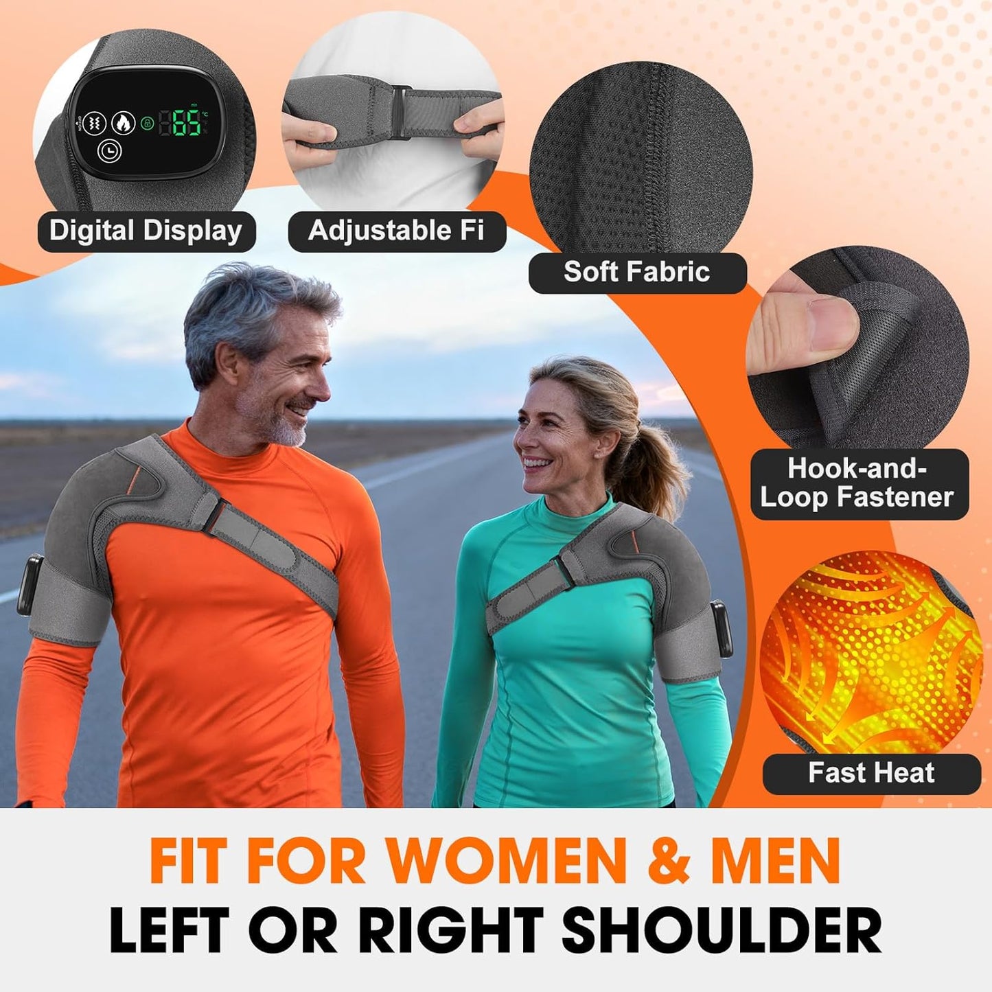 Skiennix Shoulder Heating Pad - Cordless Heated Massage Wrap for Pain Relief | Gray