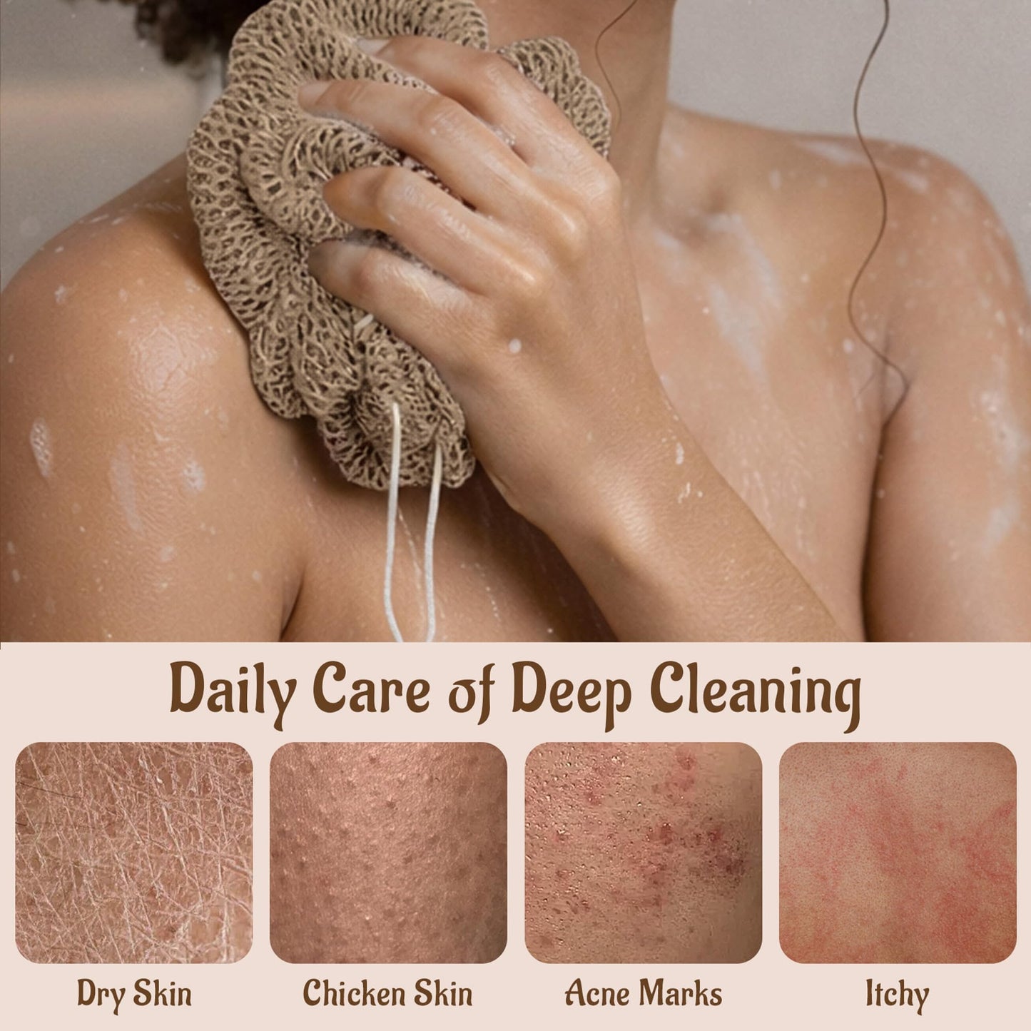 Yiclick African Net Sponge Authentic with Knots - Exfoliating Washcloth Towel, Back Scrubber for Shower Bath, Exfoliating Body Scrubber Exfoliator, African Rags Wash Cloth Loofah Lufa Sponge
