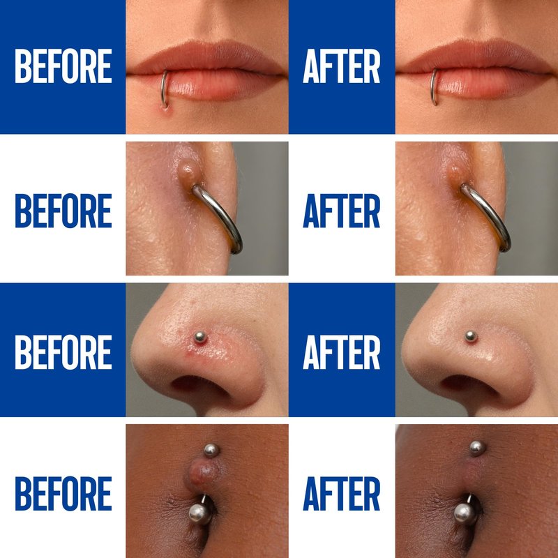 BodyJ4You Piercing Aftercare Spray - Saline Solution for Piercings Wound Wash Sterile Saline - Keloid Bump Removal Ear Nose Septum Belly Button Cartilage - Sea Salt Earring Cleaner 2 Fl Oz (Pack of 3)
