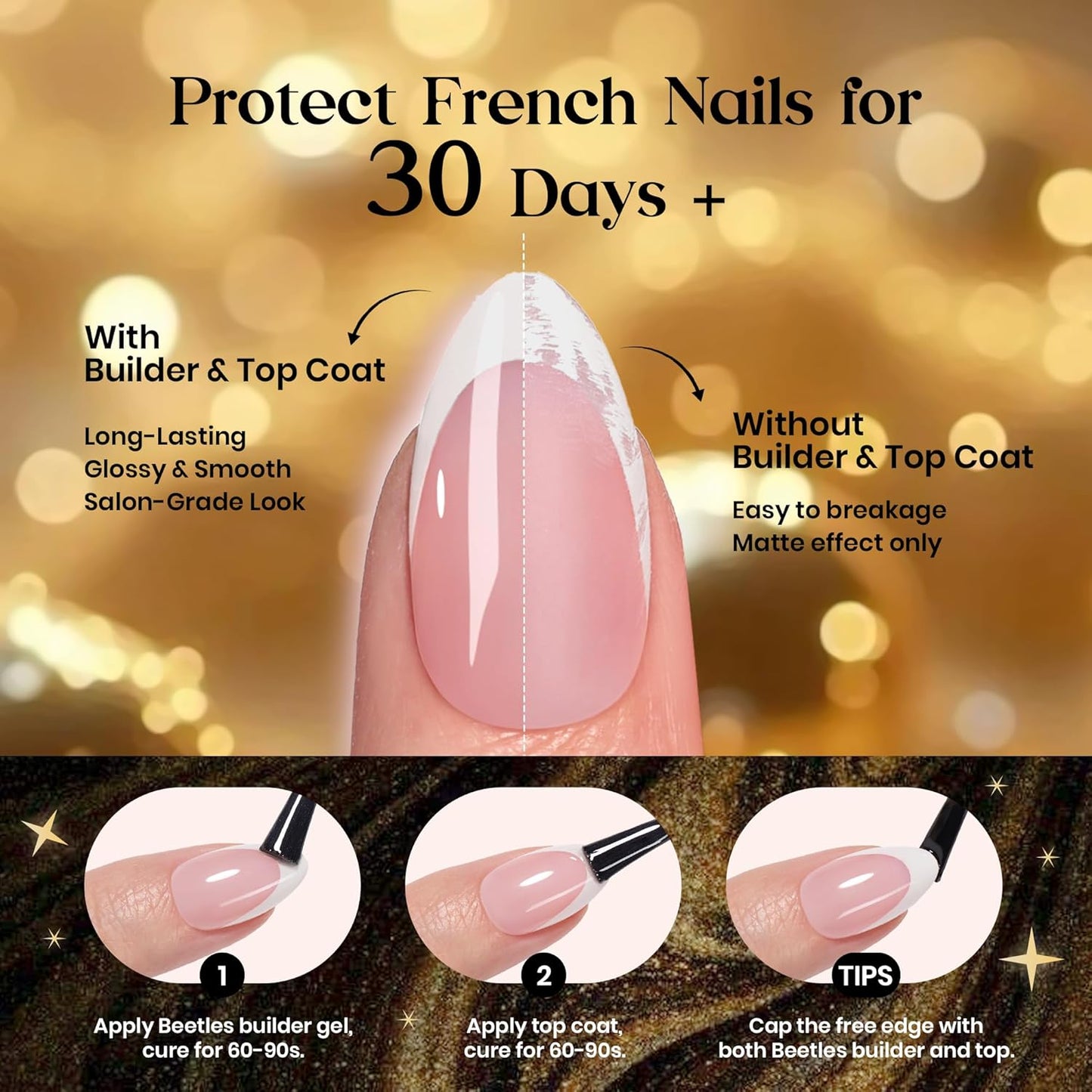 Soft Gel French Tip Press-On Nails - 224 Pcs Brown Squoval Fake Nail Tips | DIY Salon Quality Manicure Gift for Women