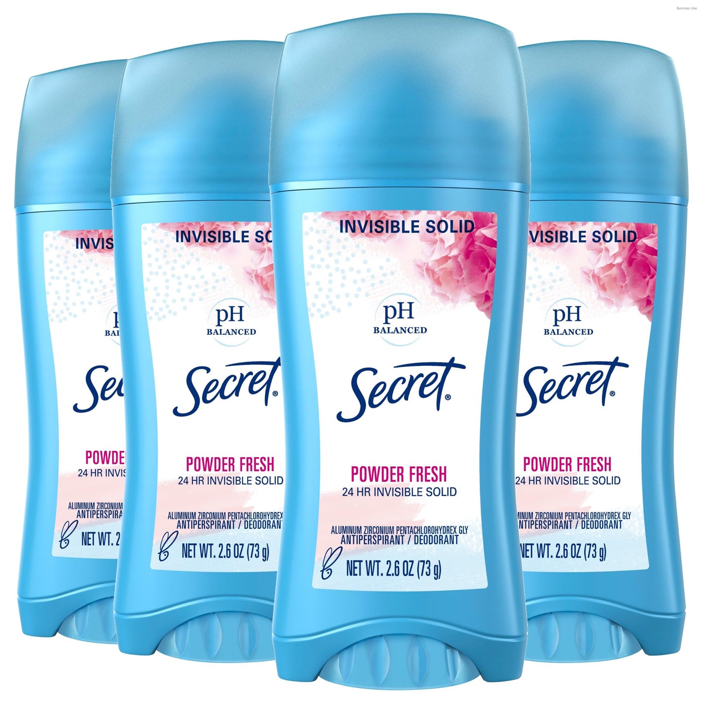 Secret Antiperspirant and Deodorant for Women, 24hr Sweat & Odor Protection, PH Balanced Protection, Gentle on Skin, Invisible Solid, Powder Fresh Scent, 2.6 oz (Pack of 4)