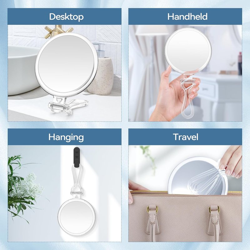 30X Magnifying Travel Mirror - Double-Sided 1X/30X Makeup Hand Mirror | 5 Inches with Handle
