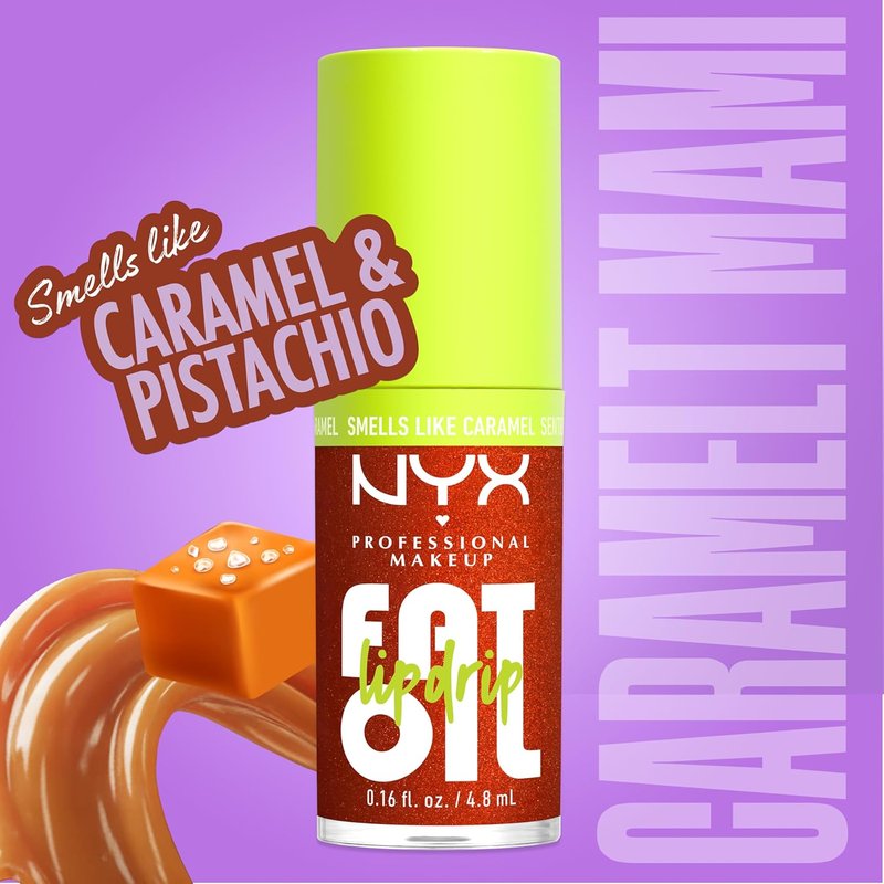 NYX PROFESSIONAL MAKEUP Fat Oil Lip Drip - Moisturizing Tinted Lip Oil Gloss, 12 HR Hydration | Caramelt Mami (Bronze)