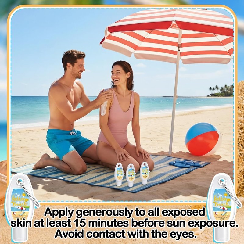 Leelosp Mini Sunscreen - 15 Pcs Travel Size SPF 30 Water-Resistant Lotion | Perfect for Summer Events