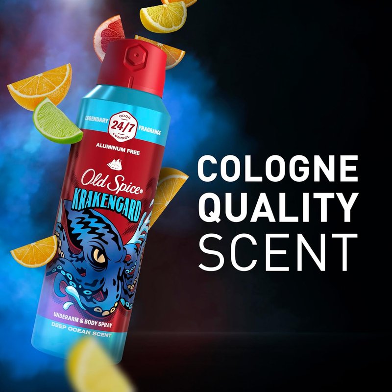 Old Spice Body Spray for Men - Aluminum Free, 24/7 Odor Protection & Lasting Freshness | Krakengard, 5.1 oz (Pack of 2)