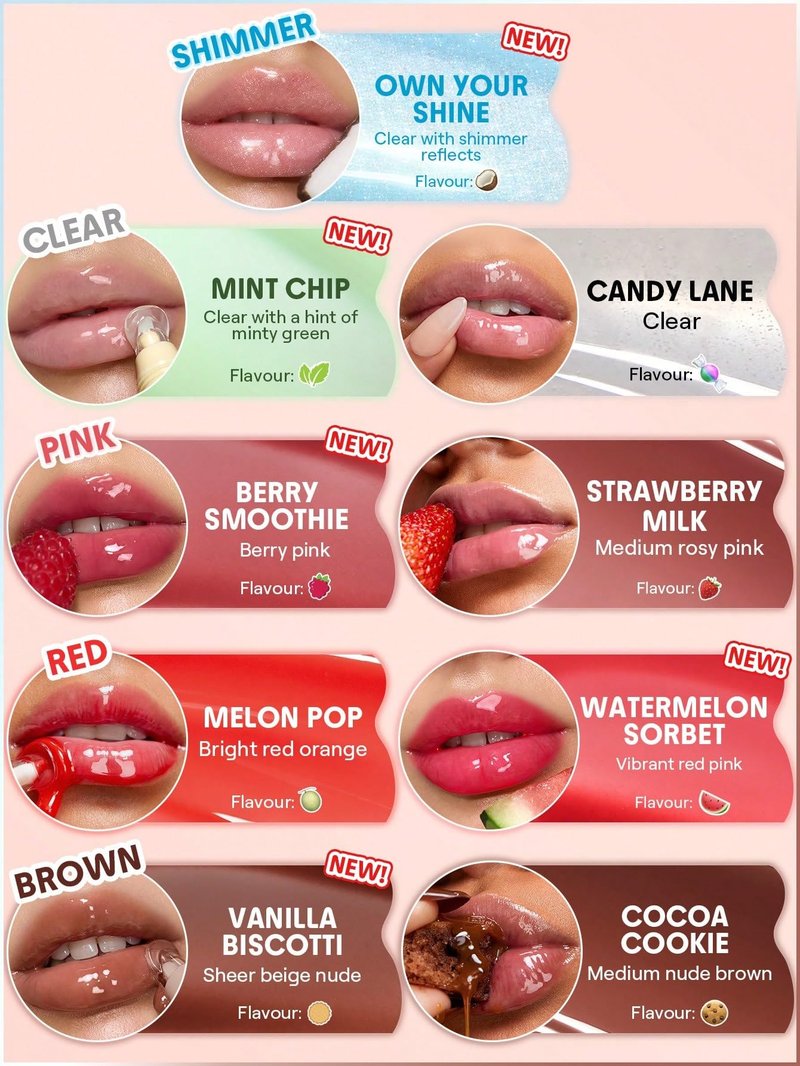 SHEGLAM Crystal Glaze Moisturizing Lip Gloss Hydrating Jelly Long Lasting Waterproof Plumping Lip Gloss-Berry Smoothie