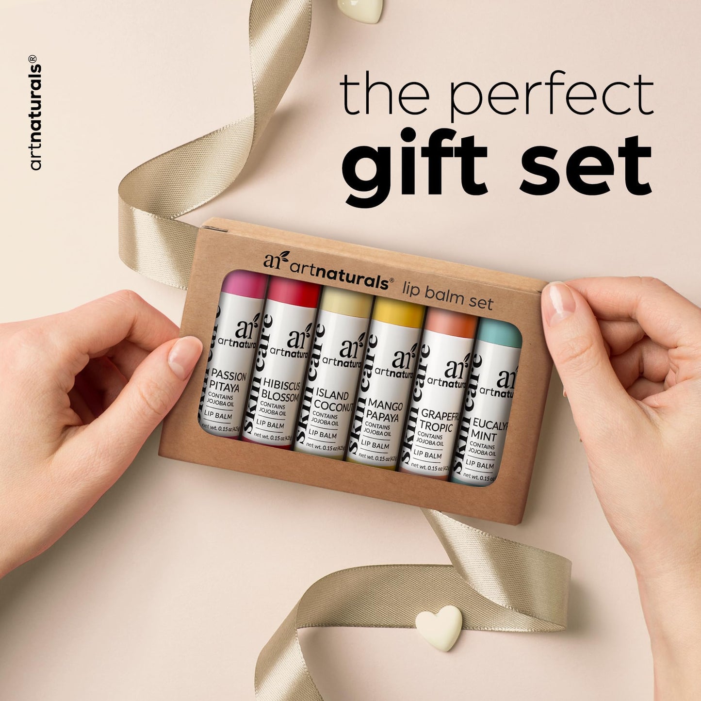 ArtNaturals Beeswax Lip Balm Gift Set – 6 Pack Assorted Flavors with Coconut Oil, Aloe & Jojoba Oil – Hydrating, Nourishing, Natural Lip Care