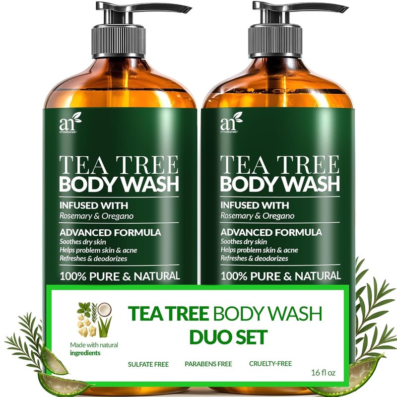 Artnaturals Antibacterial Tea Tree Oil Body Wash - Extra Strength Remedy Soap for Acne, Eczema & More | 16 Fl Oz (Pack of 2)