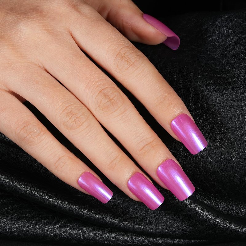 Misssix Pearl Nail Polish Set, 6 Colors Chrome Shimmer Pearl Pink Purple Quick Dry Nail Polish Long Lasting Fingernail Polish DIY Nail Lacquer Gift for Girls Women