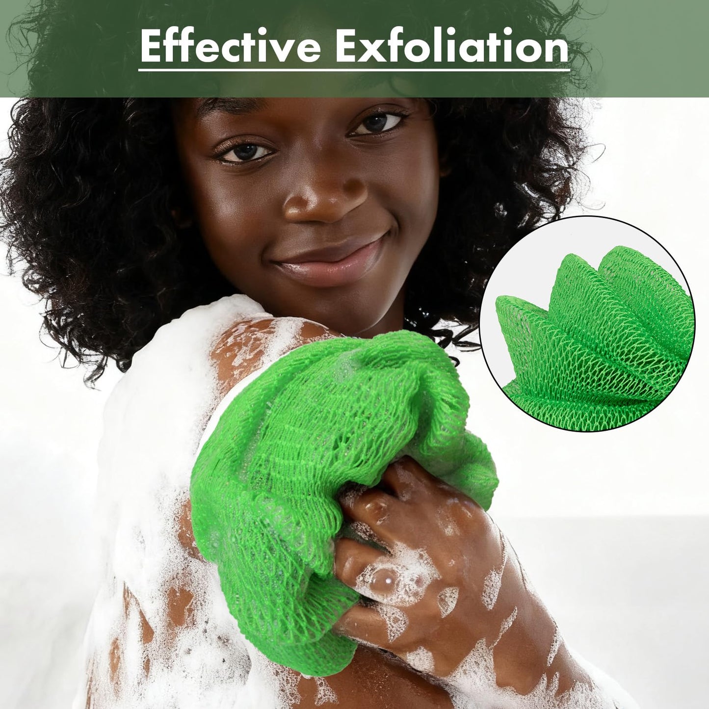 Bathway African Net Sponge Authentic with Handles (Set of 2), African Exfoliating Net Sponge, Exfoliating Body Scrubber Bath Sponge - Bathing Accessories with Storage Bag (Purple & Green)