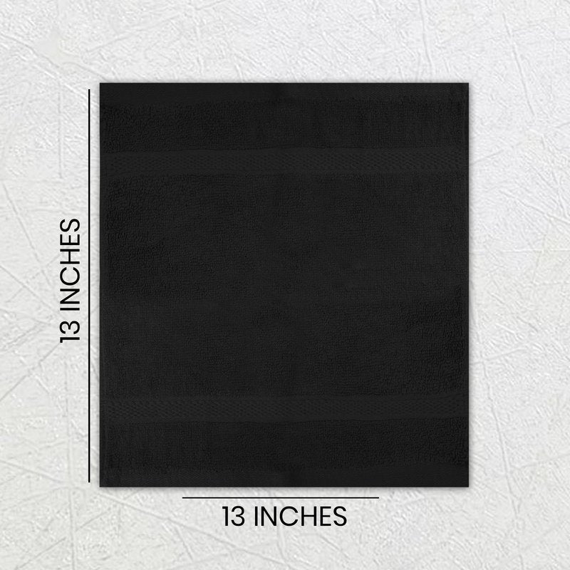 Lenenz Soft Wash Cloths - 12 Pack Plush and Absorbent Cotton Washcloths for Face, Body, and Baby - Multi-Purpose, Quick-Dry Wash Cloths Set 13x13'' (Black)