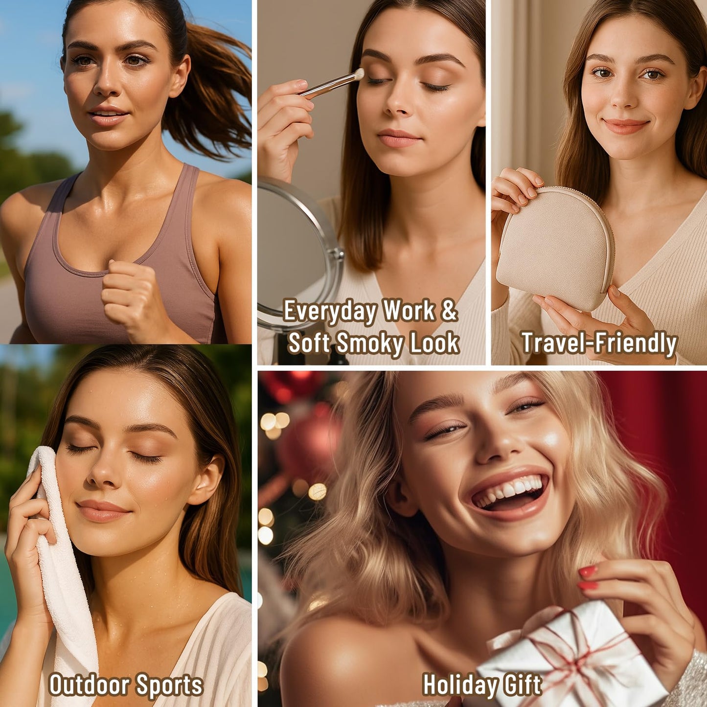 SUSIKEKI Neutral Nude Matte Eyeshadow Palette with Brush - 6 Colors Mini Travel Size, Highly Pigmented Taupe & Brown Smoky Eye shadow, Long Lasting Vegan Makeup Palette for Daily Use