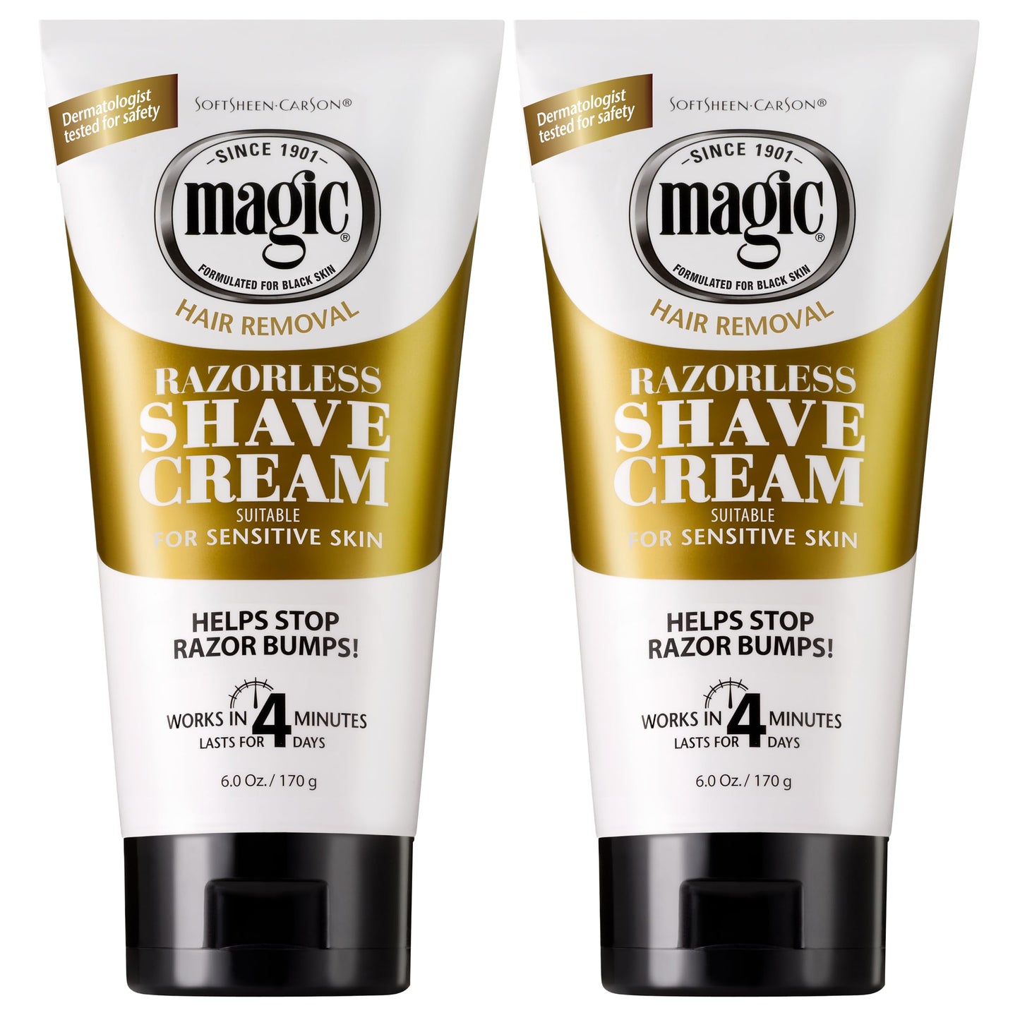 SoftSheen-Carson Magic Razorless Shaving Cream, Depilatory Hair Removal Cream, Works in 4 Minutes for Coarse, Curly Hair, 2 Count