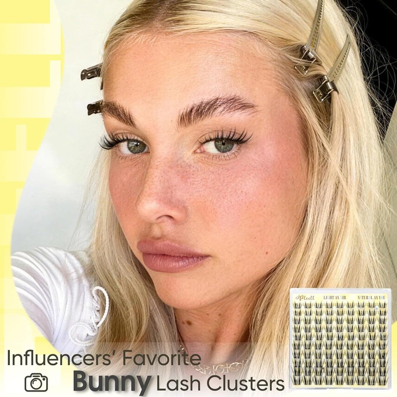 Lash Clusters Wispy Eyelash Clusters 10/11/12/13MM CC-Curly Natural Cluster Eyelash Extensions Bunny Lashes Clusters with Invisible Band Manga Lash Extensions Pestañas Postizas Naturales