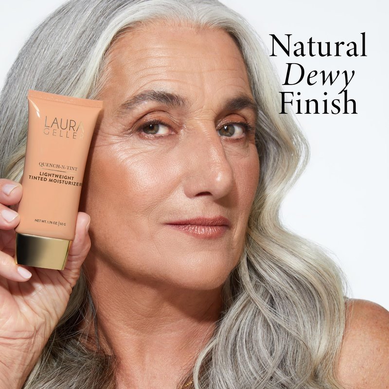 LAURA GELLER NEW YORK Quench-n-Tint Tinted Moisturizer - Sheer to Light Buildable Coverage - Natural Glow Finish - Lightweight Formula with Hyaluronic Acid, 04 Medium