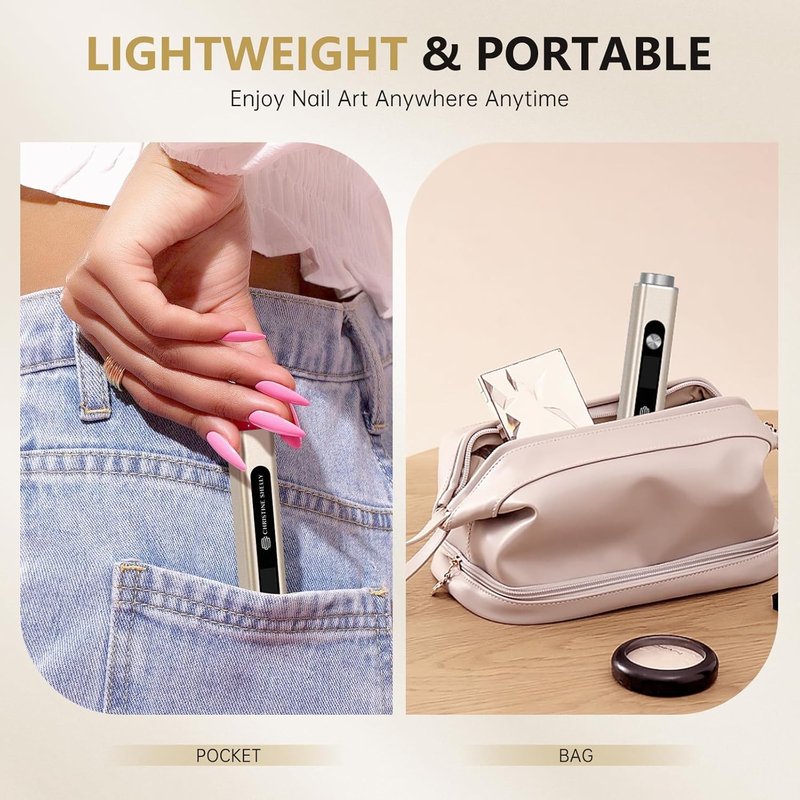 Skiennix Flash Cure Nail Lamp - Handheld UV Light for Gel Nails | 3-in-1 Cordless Design, Rechargeable & LED Display