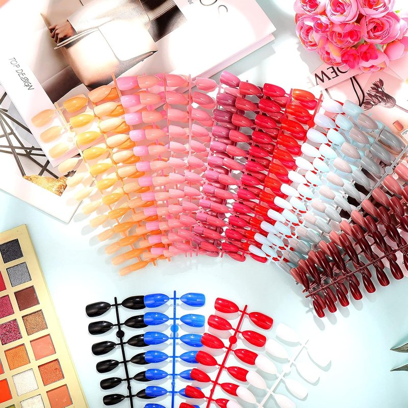 Almond Press-On Nails - 36 Vibrant Colors | Glossy Full Cover Artificial Nails for Women & Girls